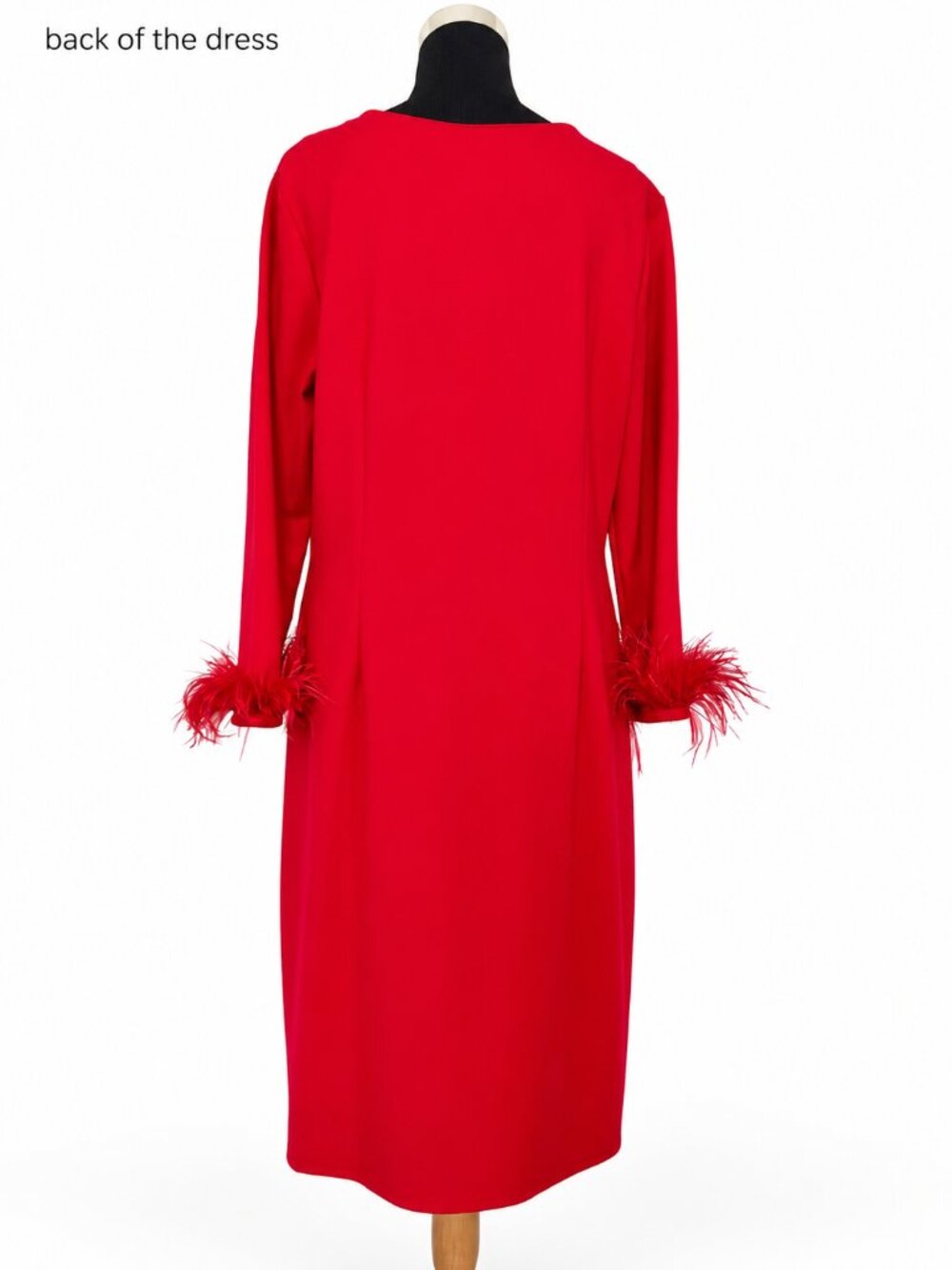 Jude Connally Franca Red Feather Cuff Long Sleeve Dress XL NWT Made in USA - Picture 3 of 13